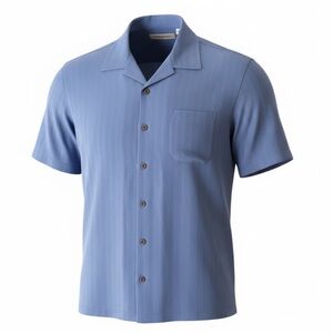 Tommy Bahama 100% Silk Blue Short Sleeved Casual Shirt, Large